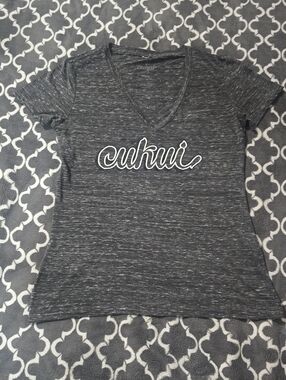 Women's Heathered Gray V-Neck Logo Tee